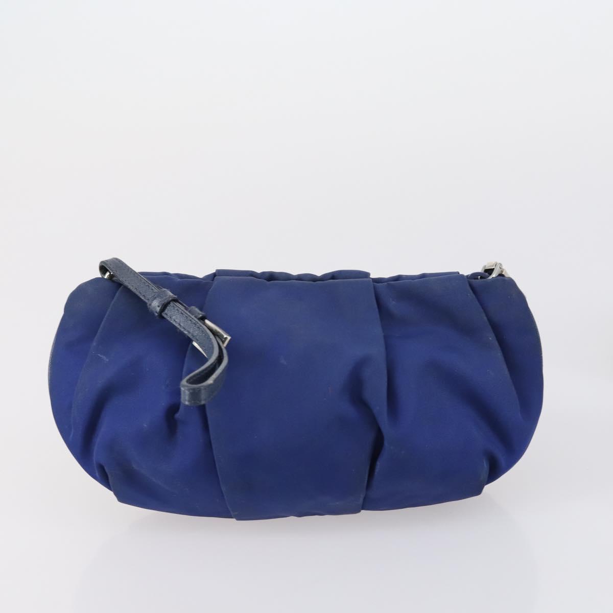 PRADA Pouch Nylon 2 Set Black Blue Auth 150209