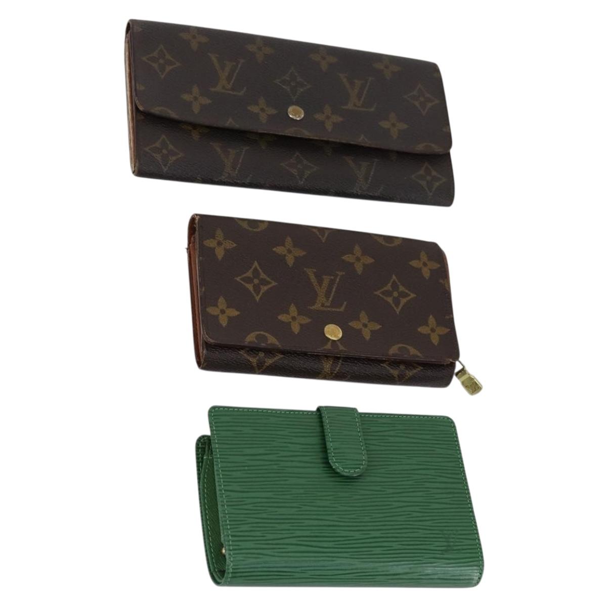 LOUIS VUITTON Monogram Epi Wallet 3 Set Green LV Auth 150210