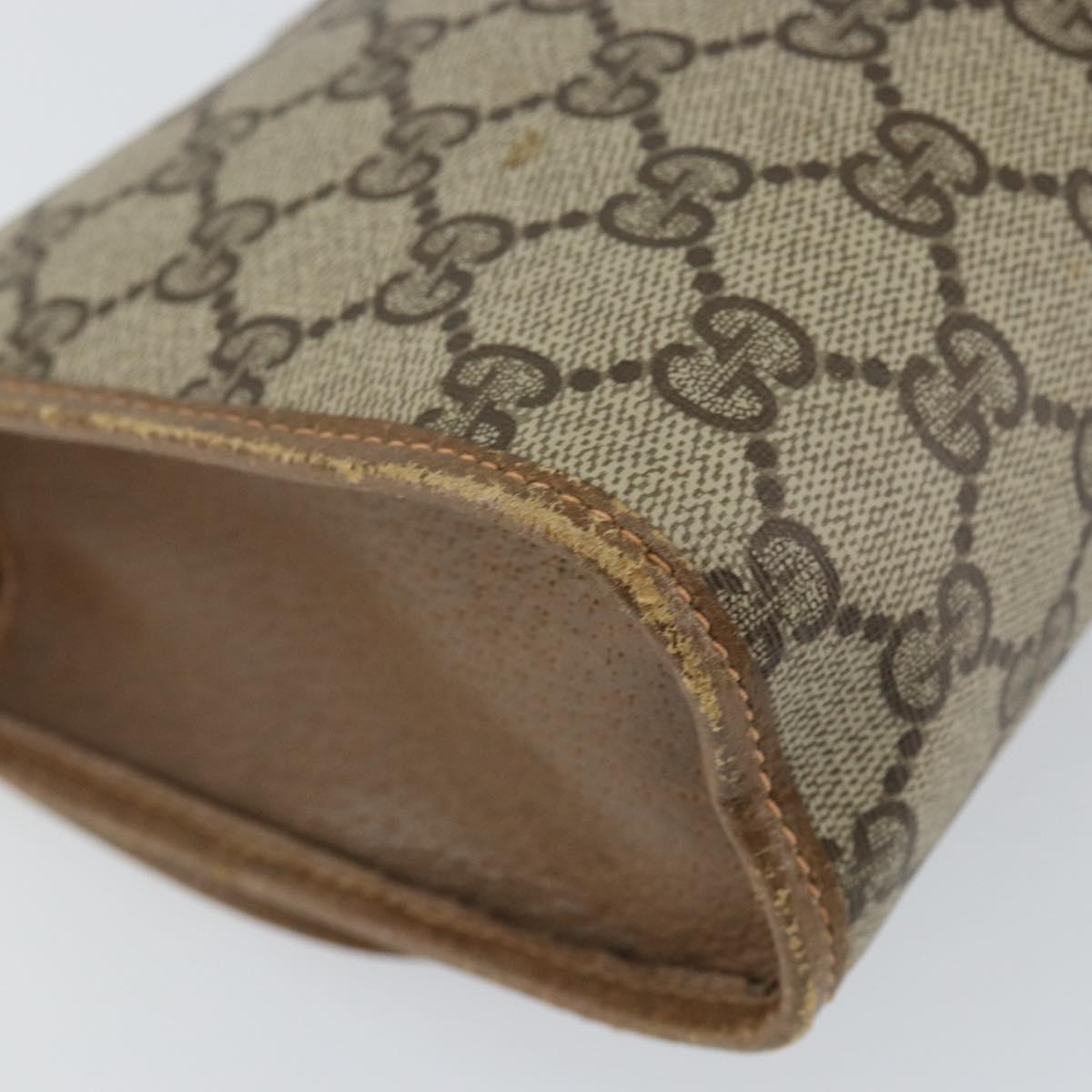 GUCCI GG Supreme Web Sherry Line Clutch Bag PVC Beige Gold 89 01 030 Auth 150270