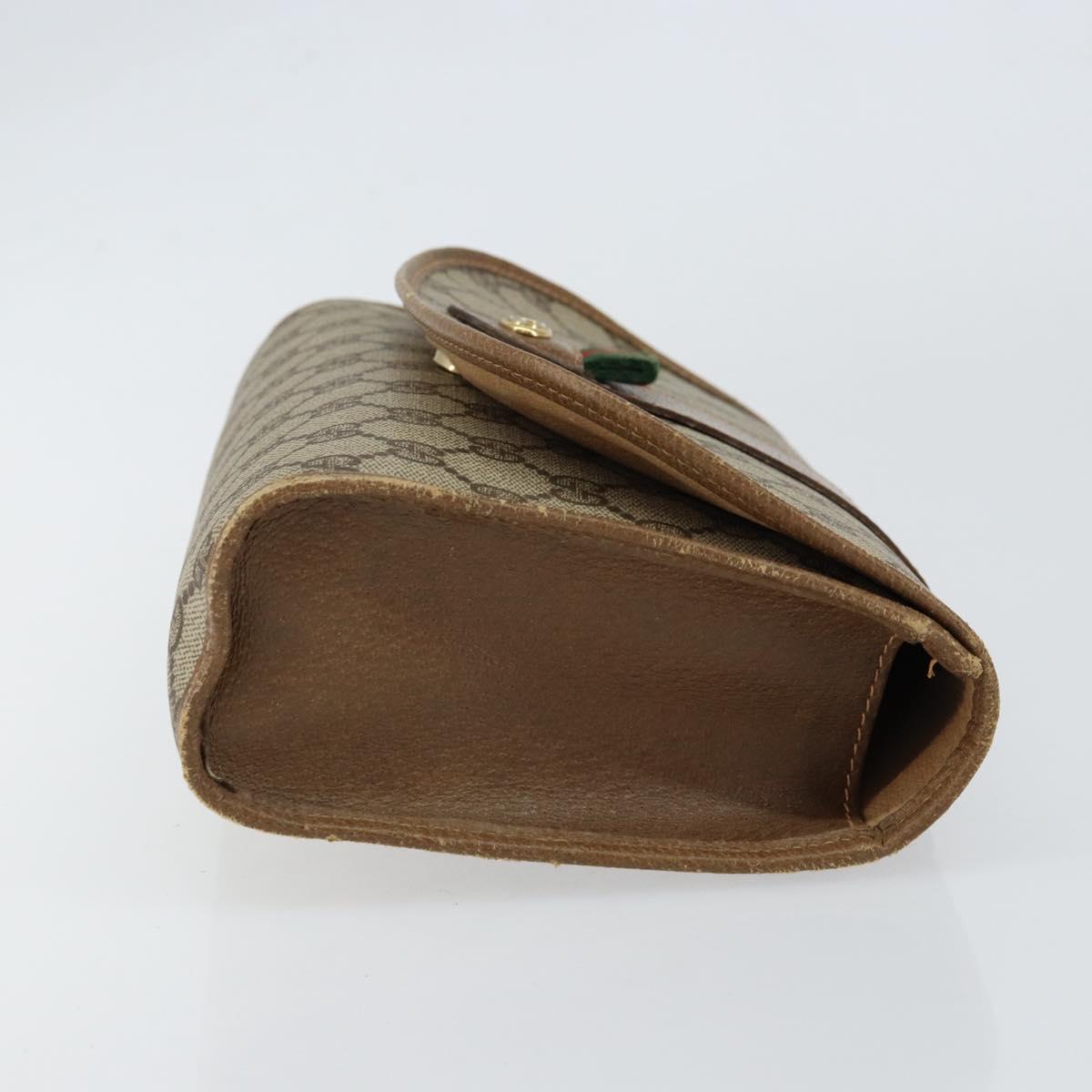 GUCCI GG Supreme Web Sherry Line Clutch Bag PVC Beige Gold 89 01 030 Auth 150270