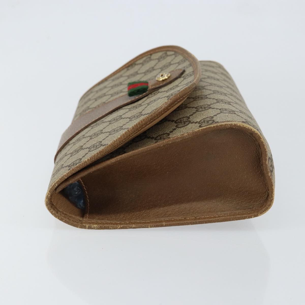 GUCCI GG Supreme Web Sherry Line Clutch Bag PVC Beige Gold 89 01 030 Auth 150270