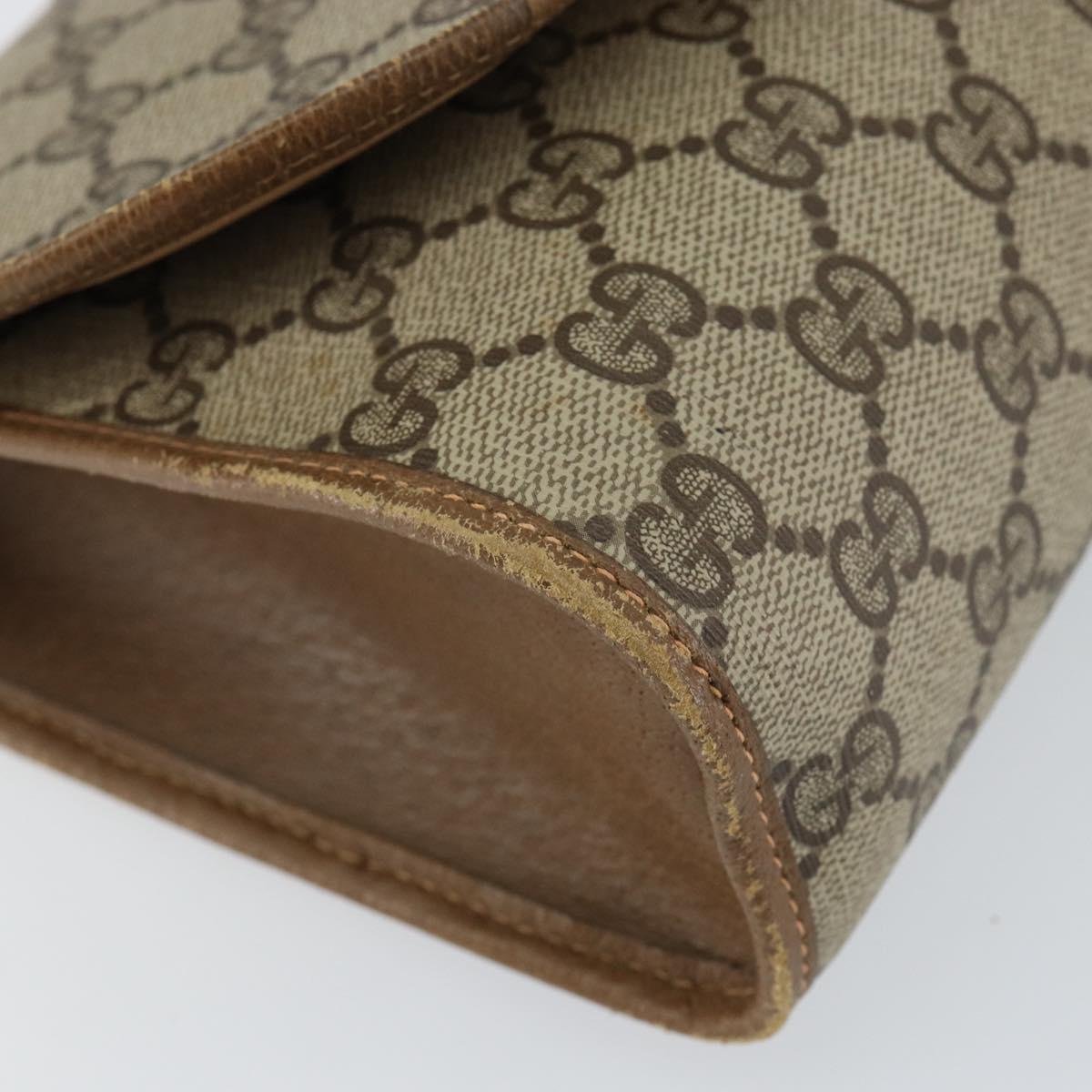 GUCCI GG Supreme Web Sherry Line Clutch Bag PVC Beige Gold 89 01 030 Auth 150270