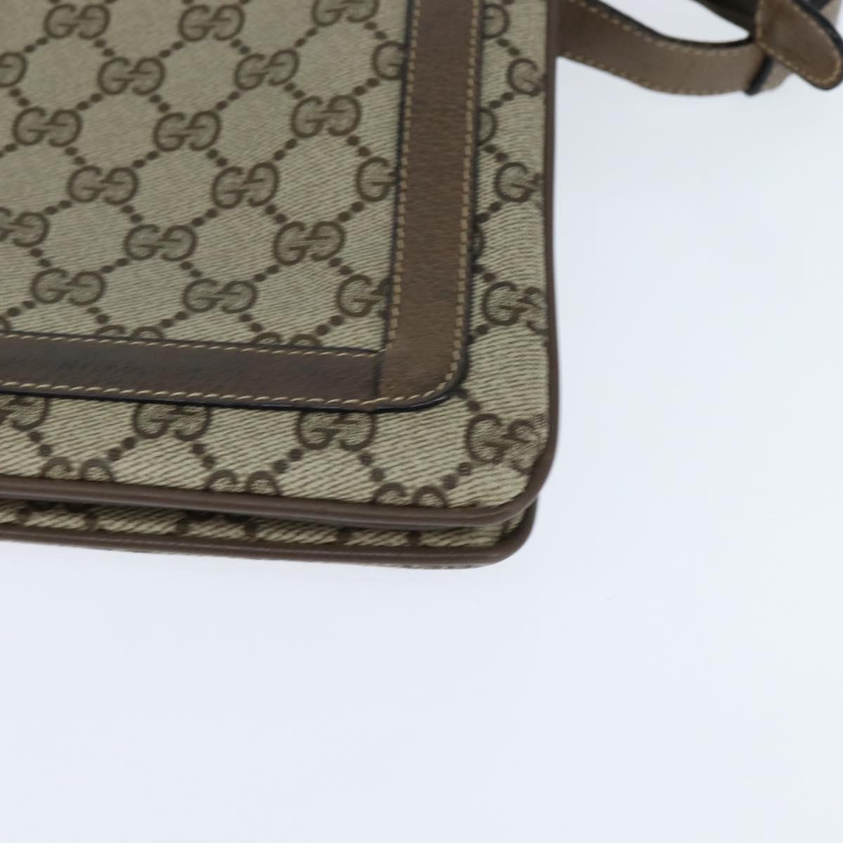 GUCCI GG Supreme Web Sherry Line Bag PVC Beige Gold 41 02 013 Auth 150271