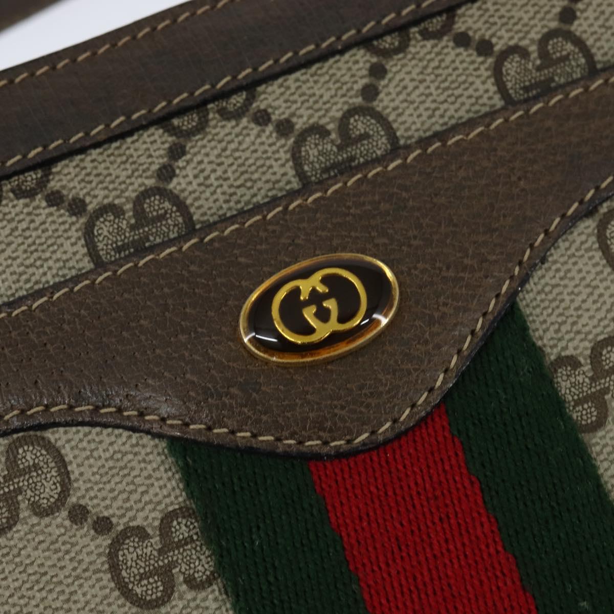 GUCCI GG Supreme Web Sherry Line Bag PVC Beige Gold 41 02 013 Auth 150271