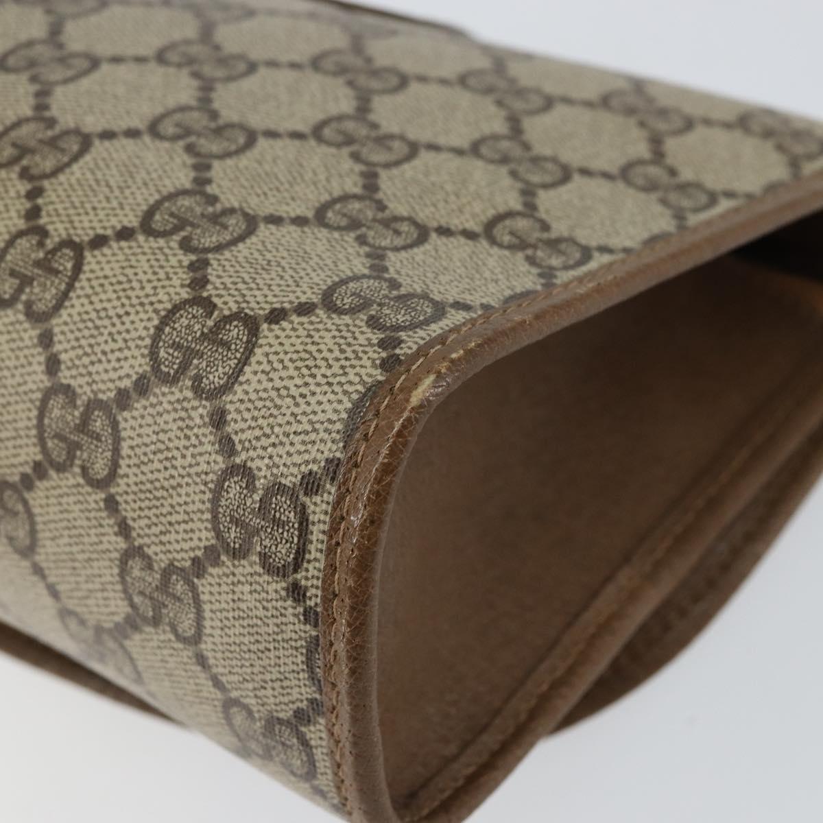 GUCCI GG Supreme Web Sherry Line Clutch Bag PVC Beige Gold 89 01 030 Auth 150272