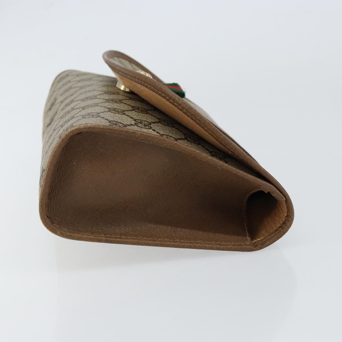 GUCCI GG Supreme Web Sherry Line Clutch Bag PVC Beige Gold 89 01 030 Auth 150272