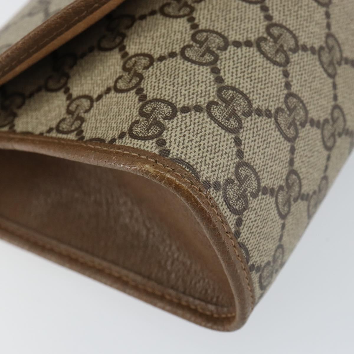 GUCCI GG Supreme Web Sherry Line Clutch Bag PVC Beige Gold 89 01 030 Auth 150272