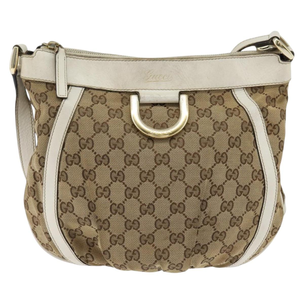 GUCCI GG Canvas Abbey Shoulder Bag Beige Gold 203257 Auth 150275