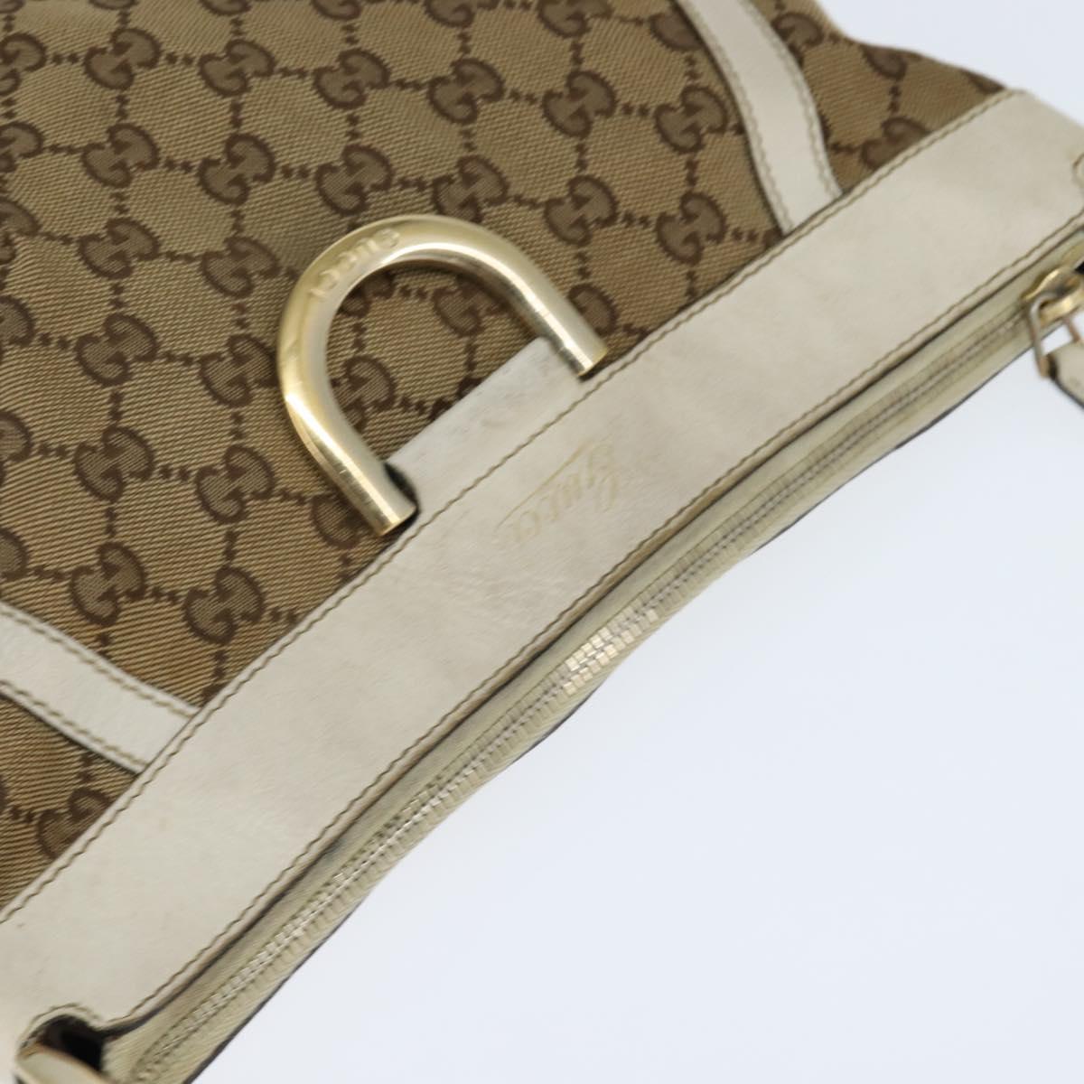 GUCCI GG Canvas Abbey Shoulder Bag Beige Gold 203257 Auth 150275