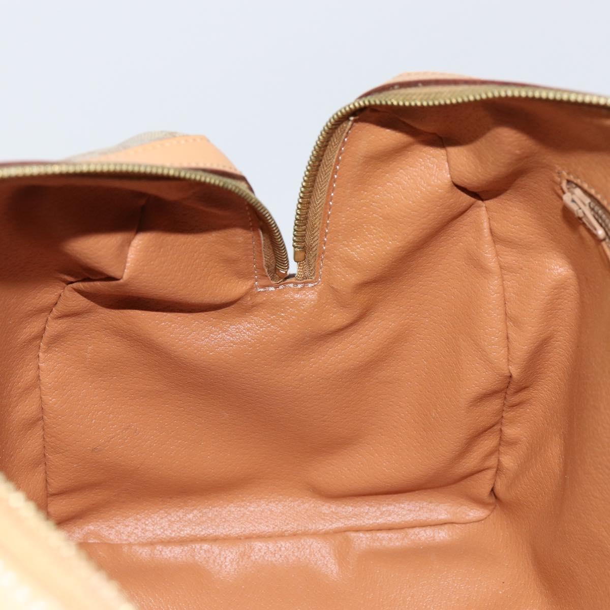 CELINE Macadam Canvas Boston Bag PVC Beige Gold Auth 150281