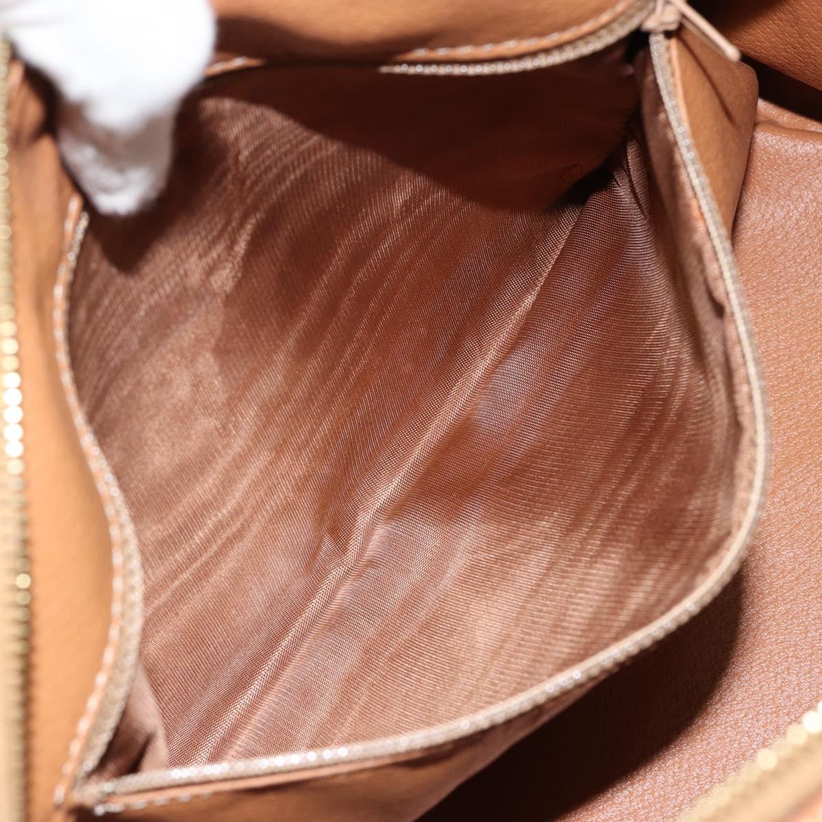 CELINE Macadam Canvas Boston Bag PVC Beige Gold Auth 150281