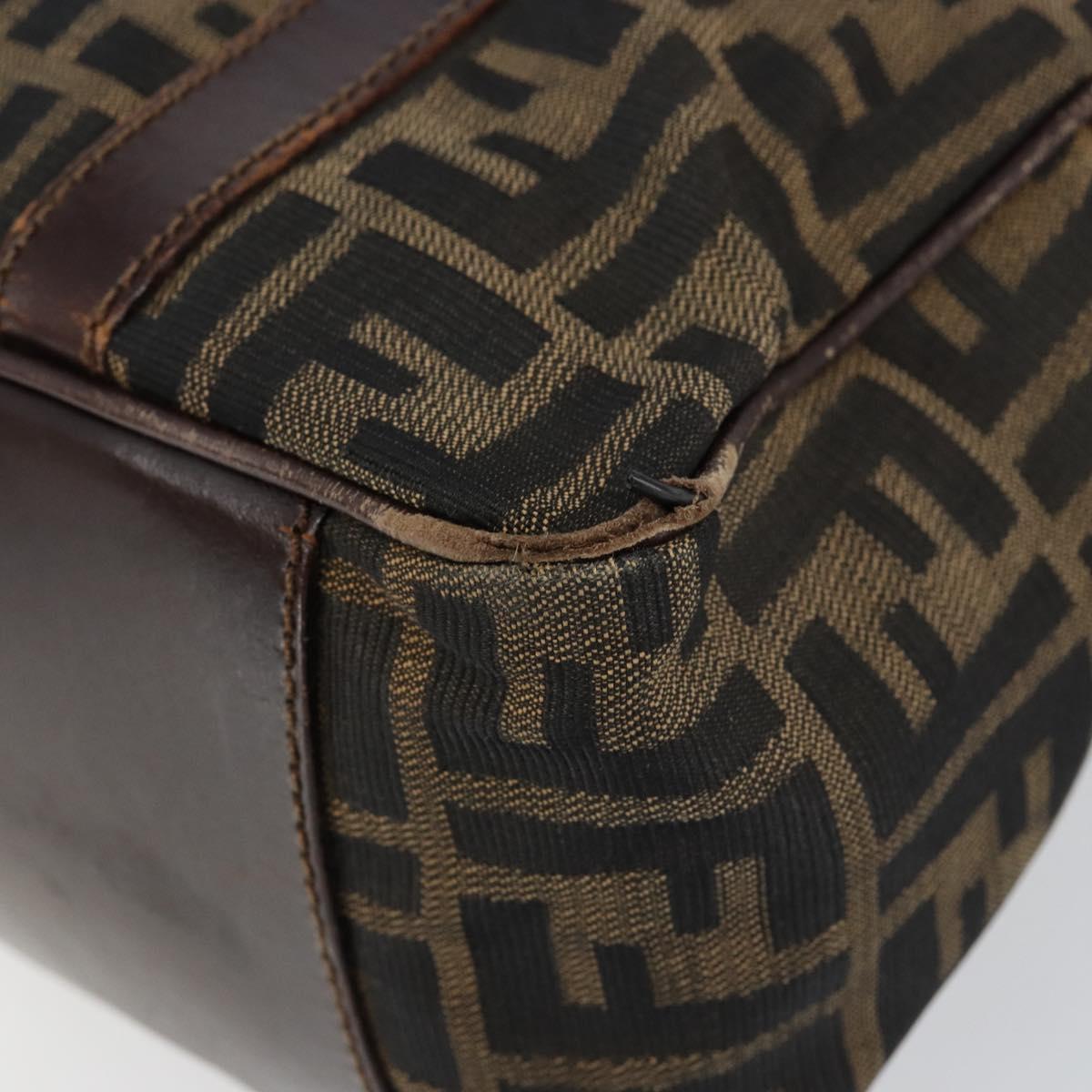FENDI Zucca Canvas Boston Bag Black Brown Auth 150282