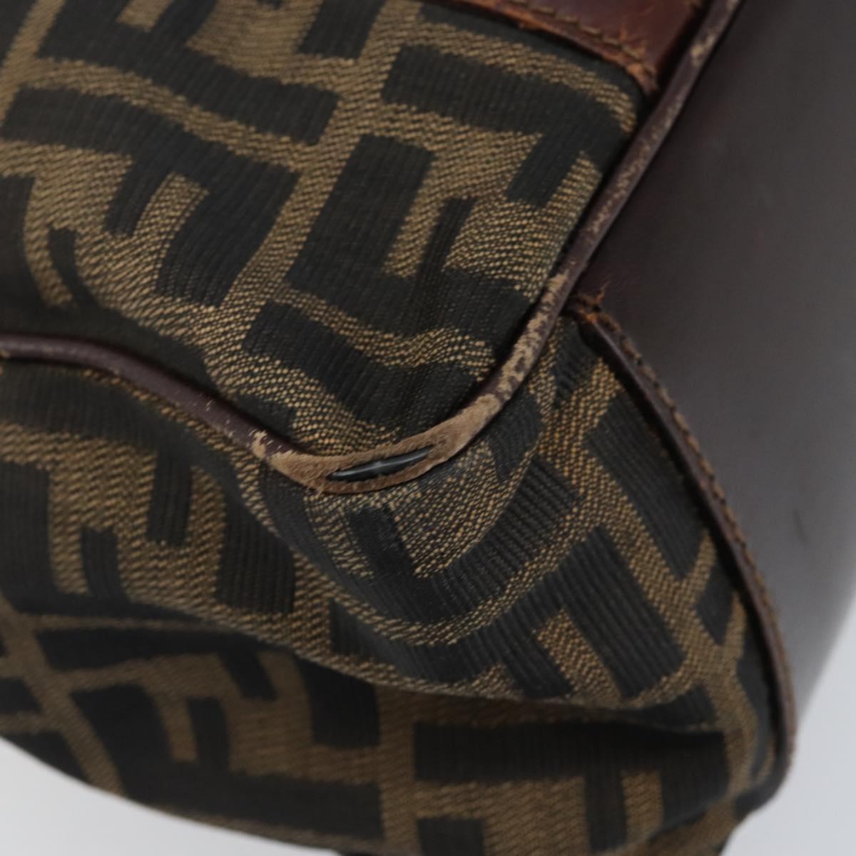 FENDI Zucca Canvas Boston Bag Black Brown Auth 150282