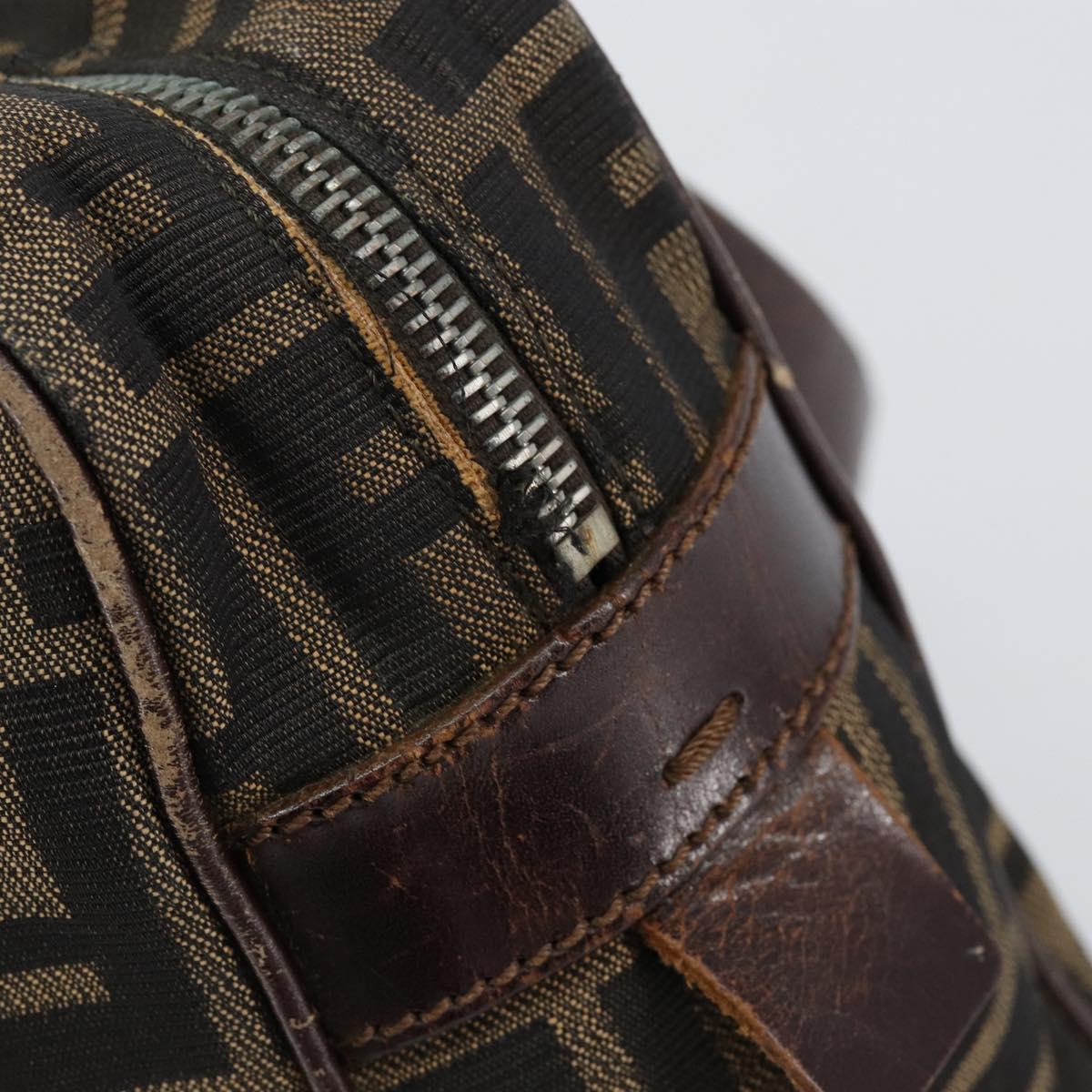 FENDI Zucca Canvas Boston Bag Black Brown Auth 150282