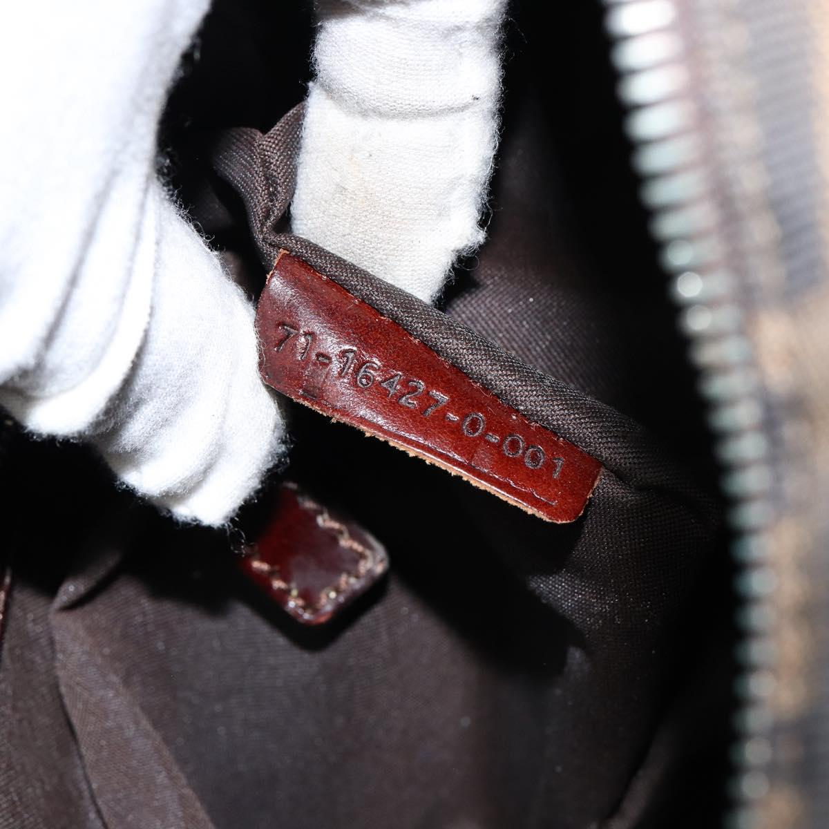 FENDI Zucca Canvas Boston Bag Black Brown Auth 150282