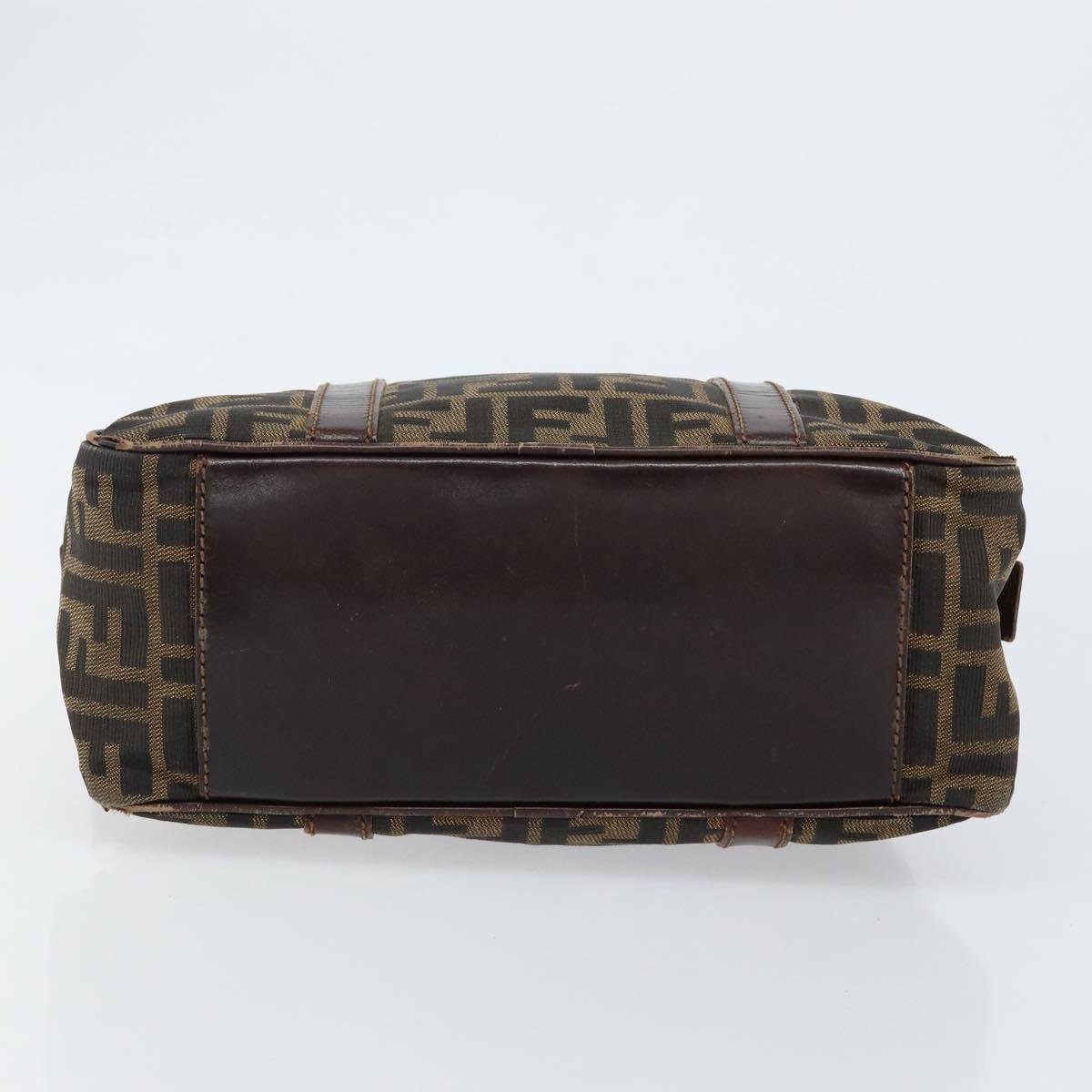 FENDI Zucca Canvas Boston Bag Black Brown Auth 150282