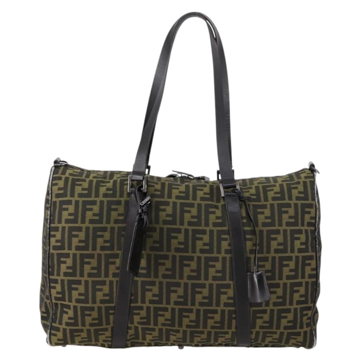 FENDI Zucca Canvas Tote Bag Black Brown Auth 150286