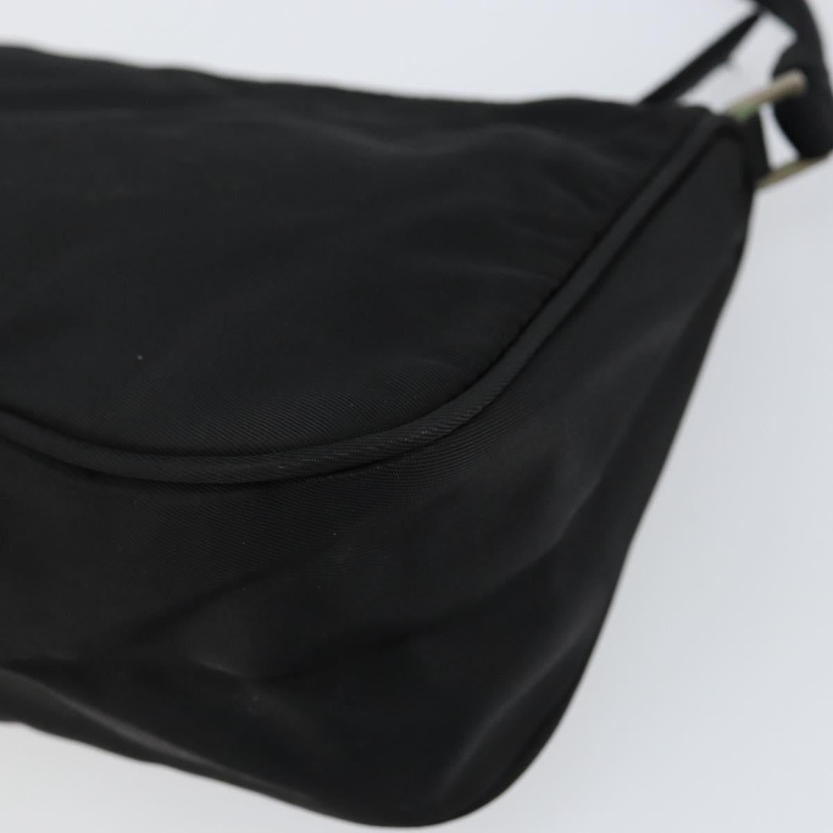 PRADA Accessory Pouch Nylon Black Silver Auth 150288