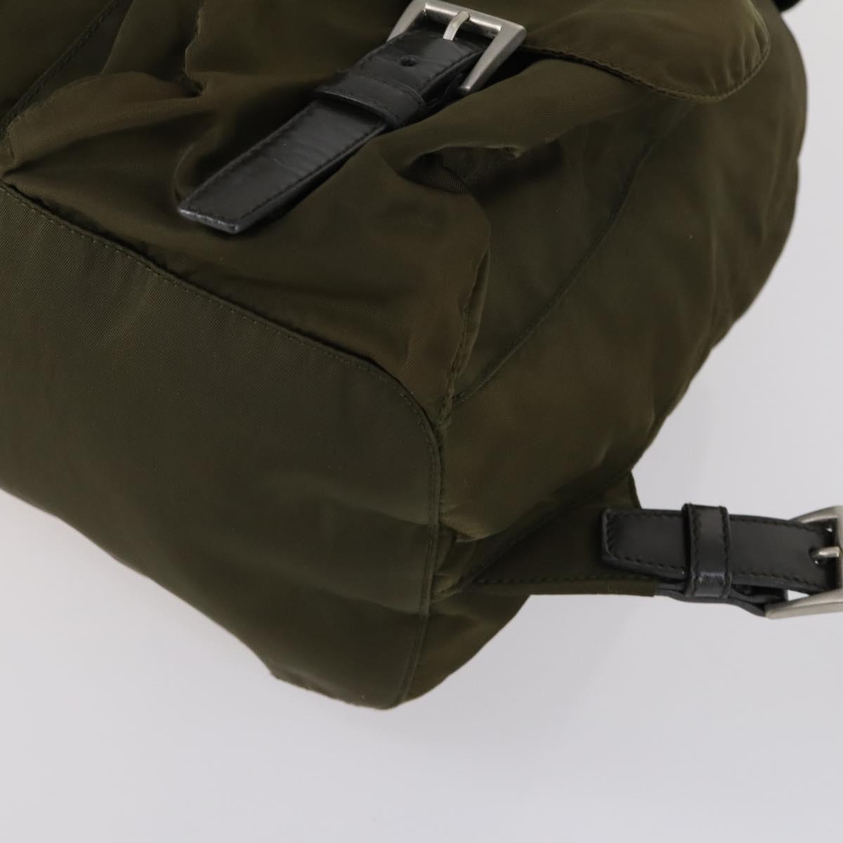 PRADA Backpack Nylon Khaki Silver Auth 150289
