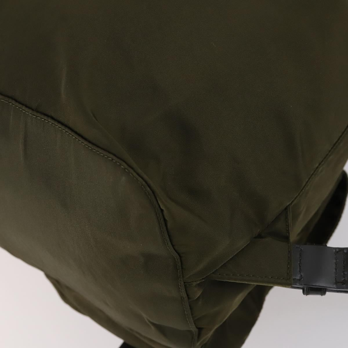 PRADA Backpack Nylon Khaki Silver Auth 150289