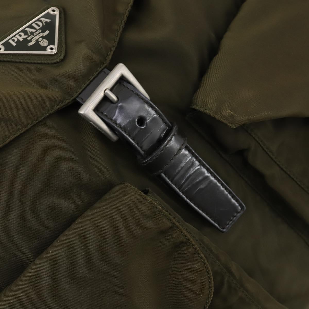 PRADA Backpack Nylon Khaki Silver Auth 150289