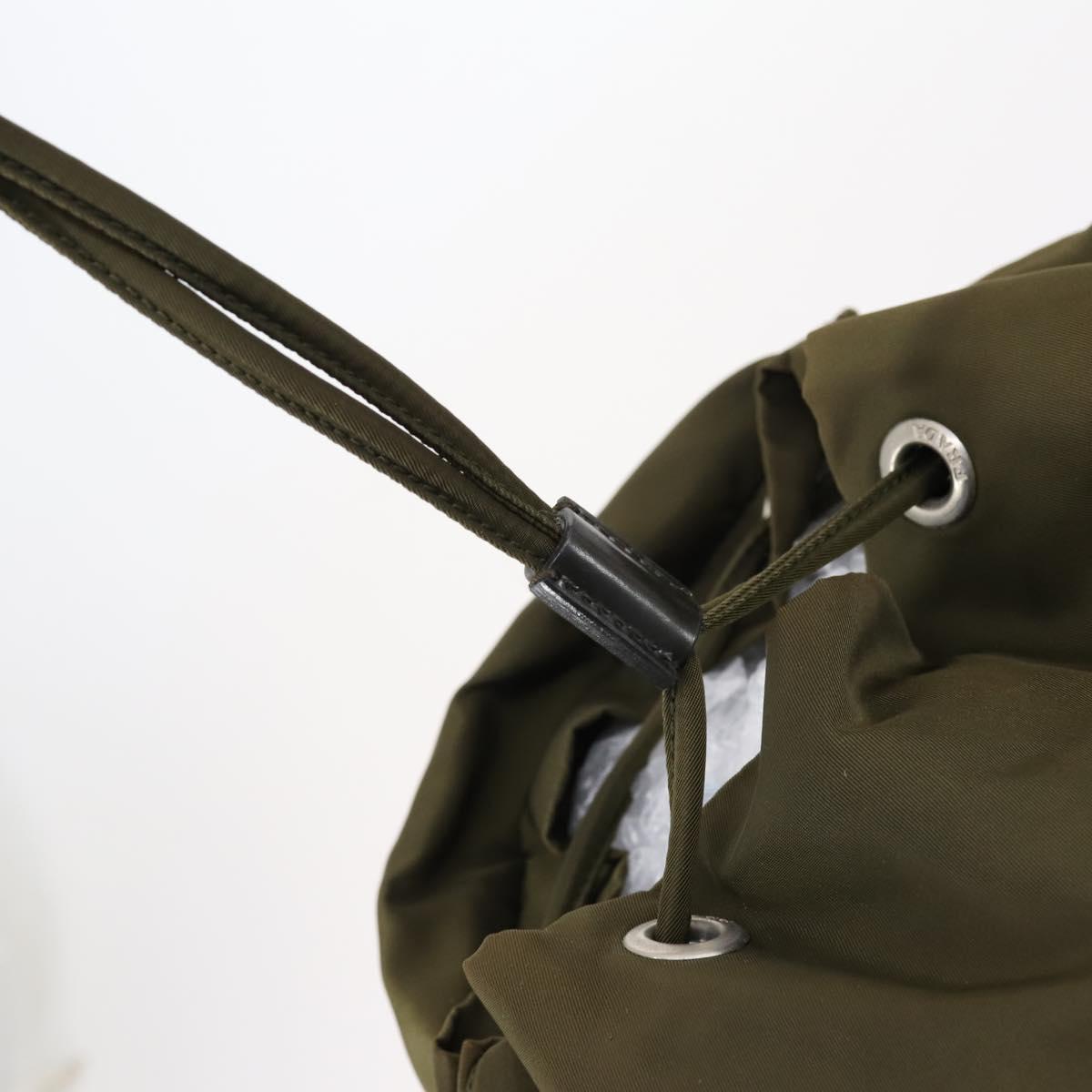 PRADA Backpack Nylon Khaki Silver Auth 150289