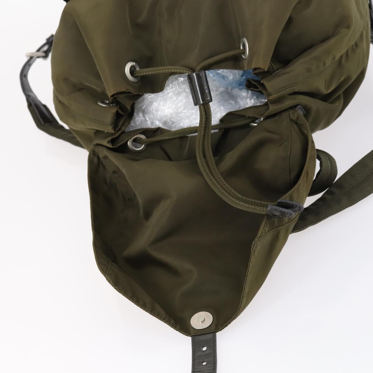 PRADA Backpack Nylon Khaki Silver Auth 150289