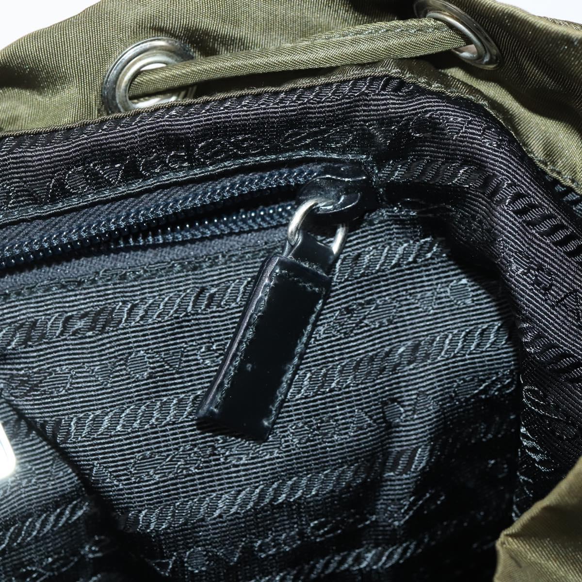 PRADA Backpack Nylon Khaki Silver Auth 150289