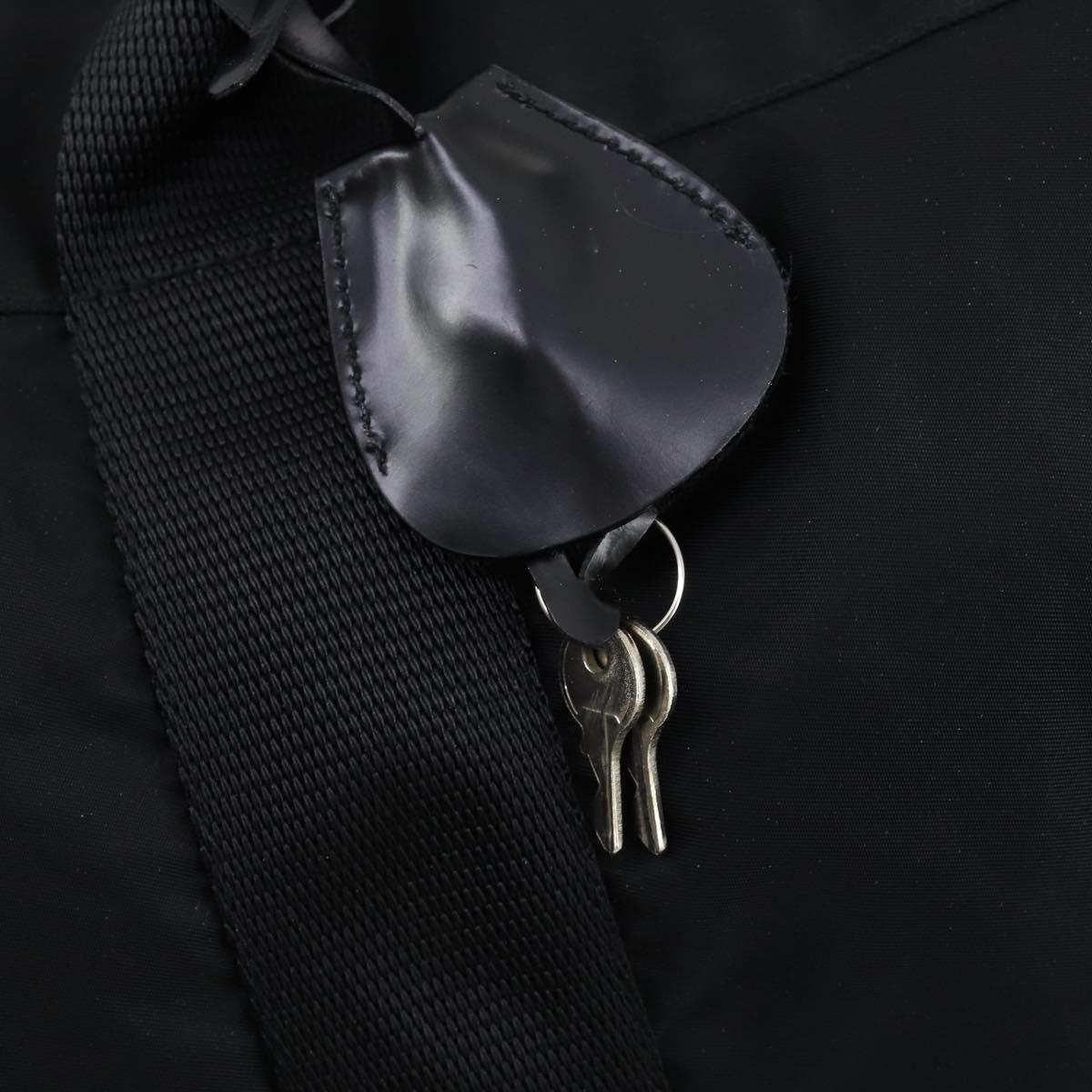 PRADA Boston Bag Nylon 2way Black Silver Auth 150290