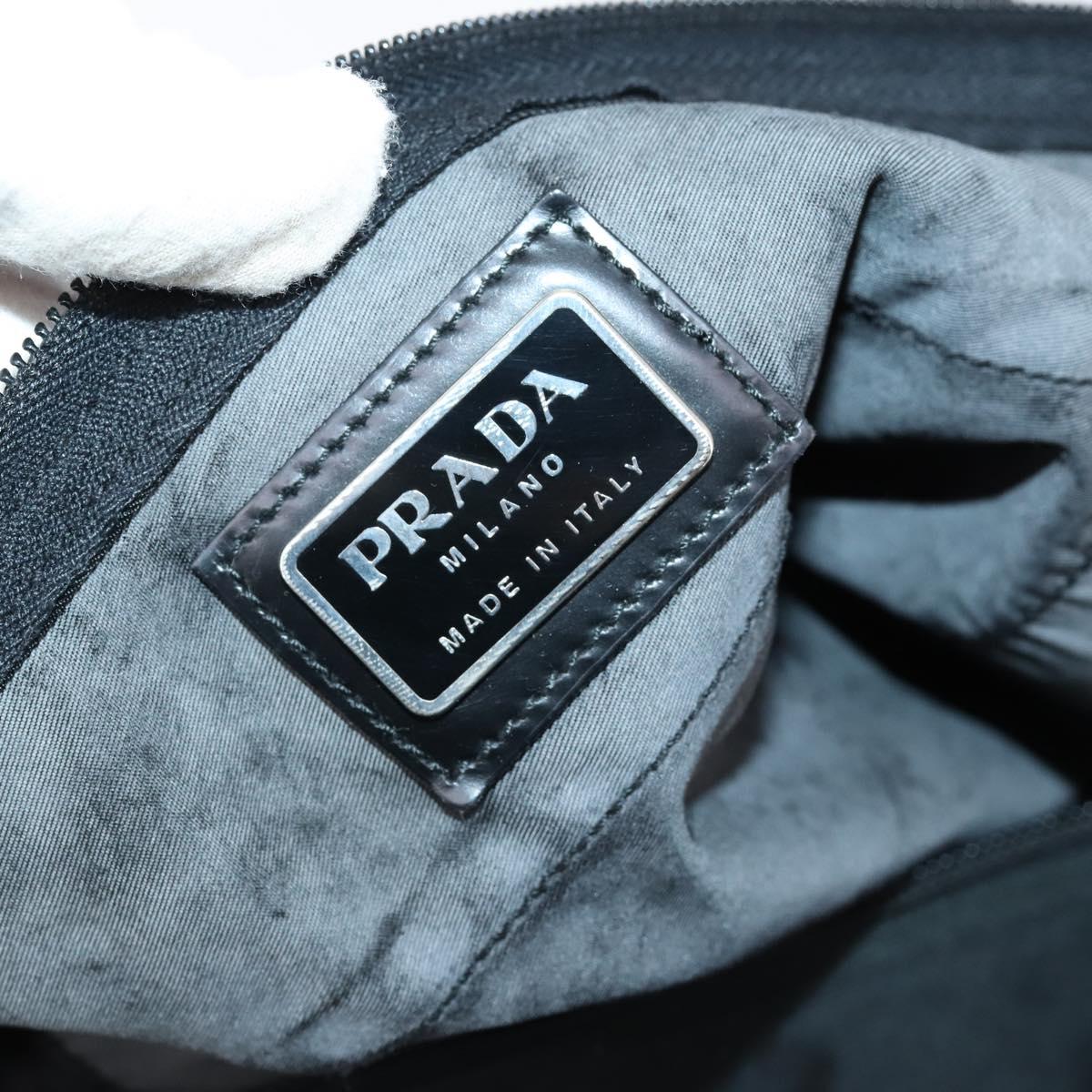 PRADA Boston Bag Nylon 2way Black Silver Auth 150290