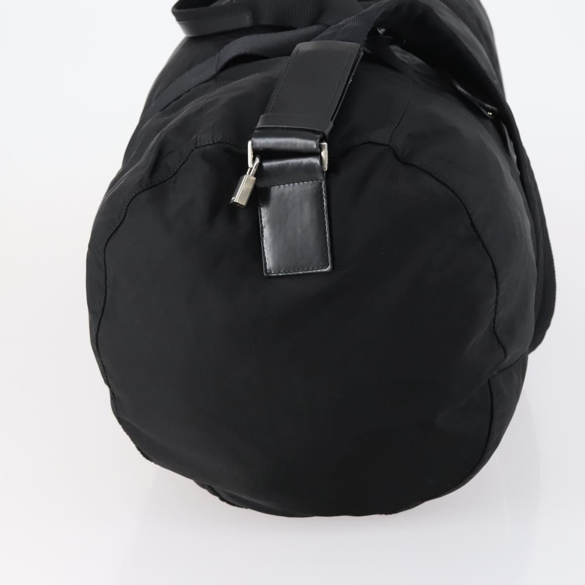 PRADA Boston Bag Nylon 2way Black Silver Auth 150290