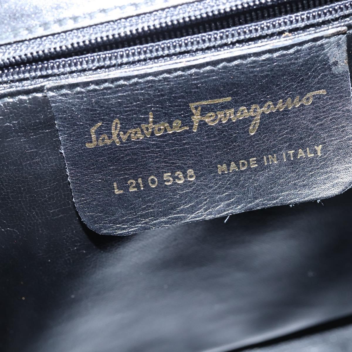 Salvatore Ferragamo Gancini Shoulder Bag Leather Black Gold Auth 150291
