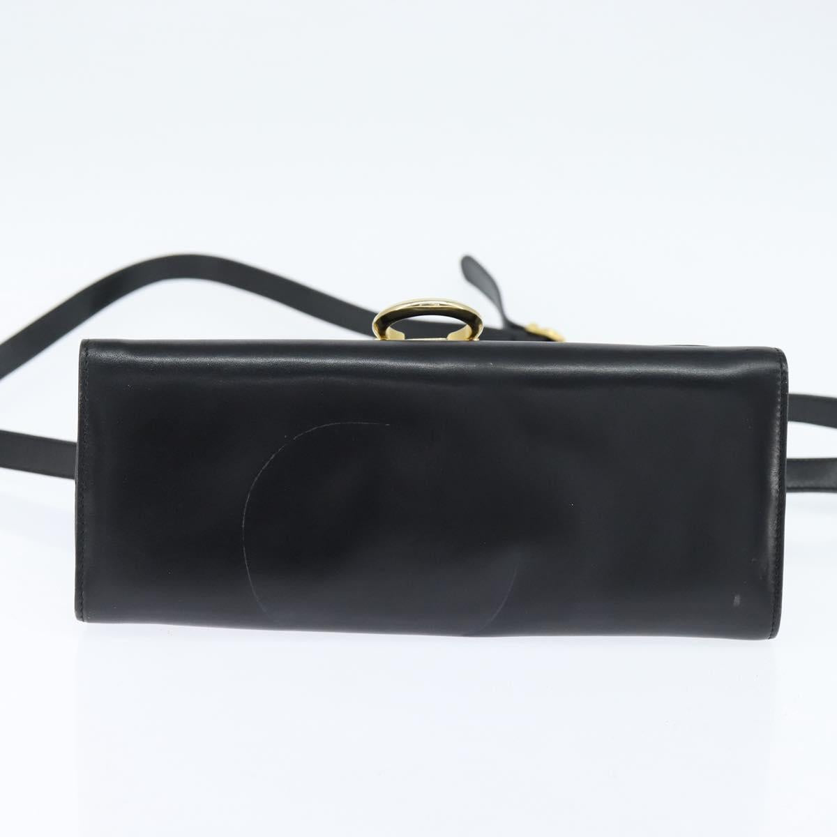 Salvatore Ferragamo Gancini Shoulder Bag Leather Black Gold Auth 150291