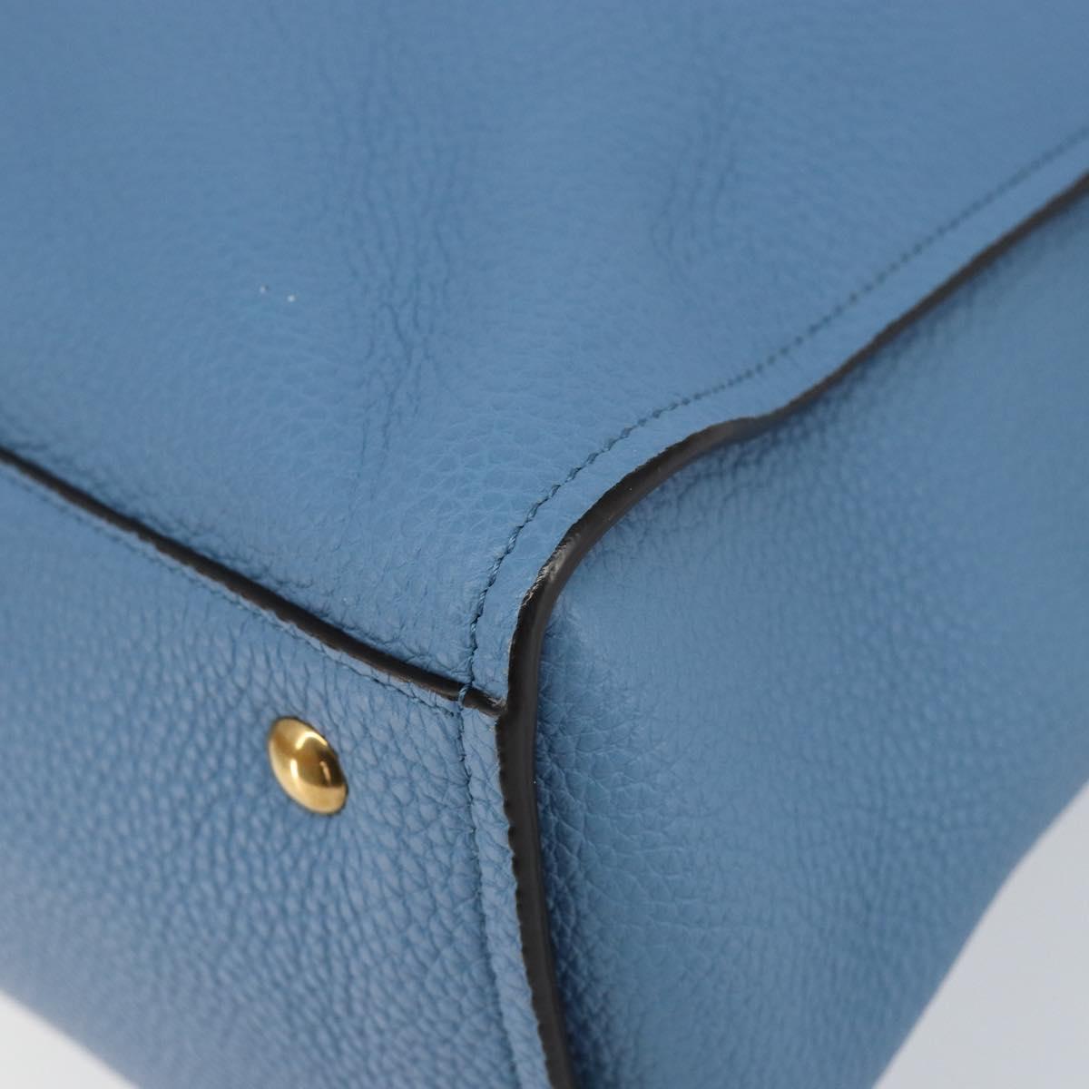 Salvatore Ferragamo Gancini Hand Bag Leather 2way Blue Gold Auth 150292