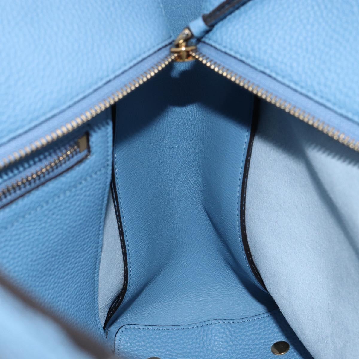 Salvatore Ferragamo Gancini Hand Bag Leather 2way Blue Gold Auth 150292