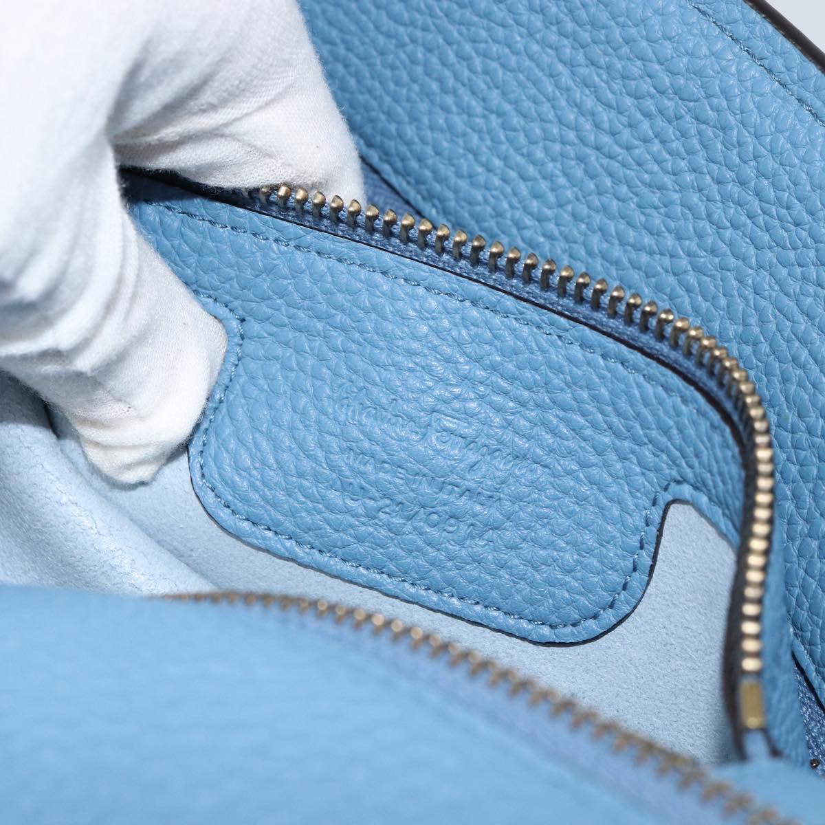 Salvatore Ferragamo Gancini Hand Bag Leather 2way Blue Gold Auth 150292