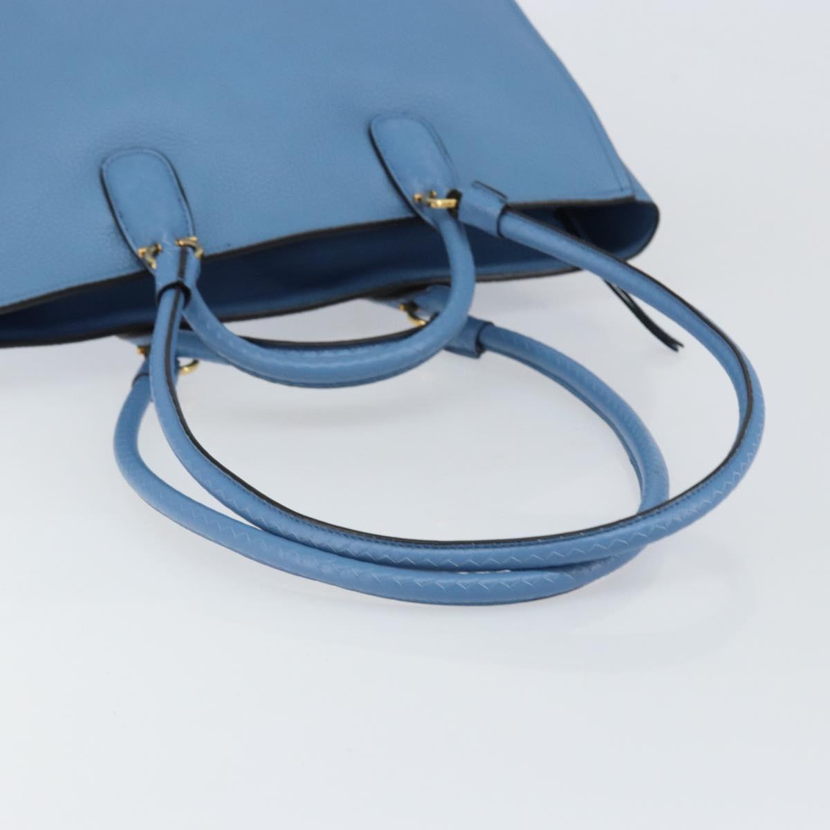 Salvatore Ferragamo Gancini Hand Bag Leather 2way Blue Gold Auth 150292