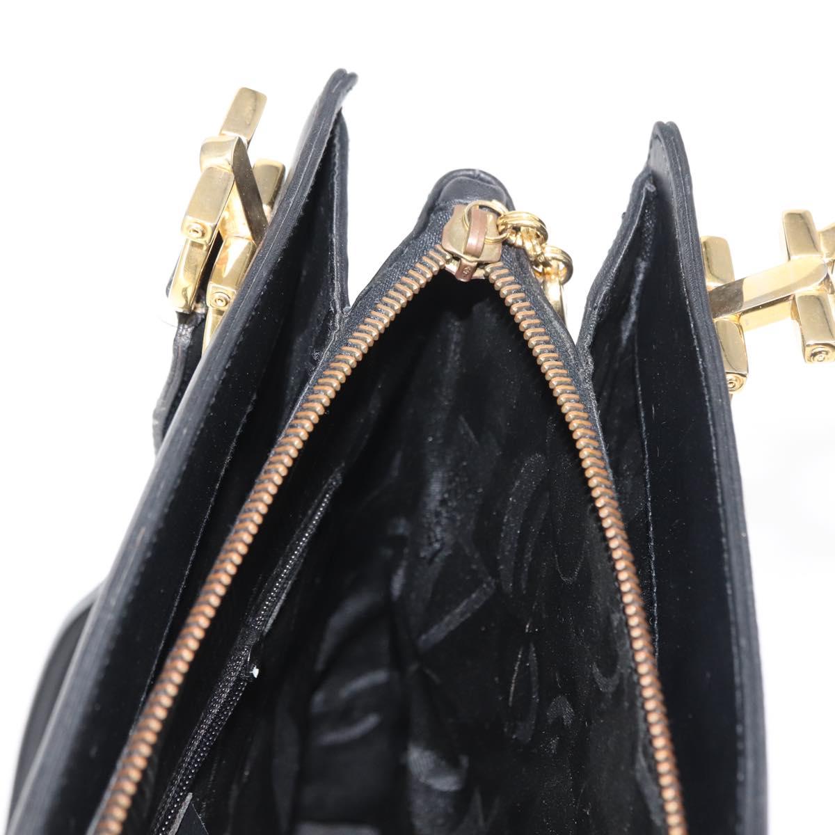 Salvatore Ferragamo Gancini Shoulder Bag Leather Black Gold Auth 150293
