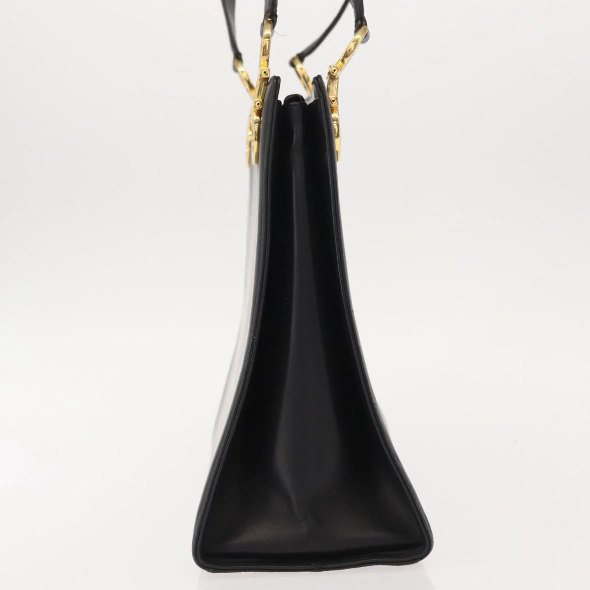 Salvatore Ferragamo Gancini Shoulder Bag Leather Black Gold Auth 150293