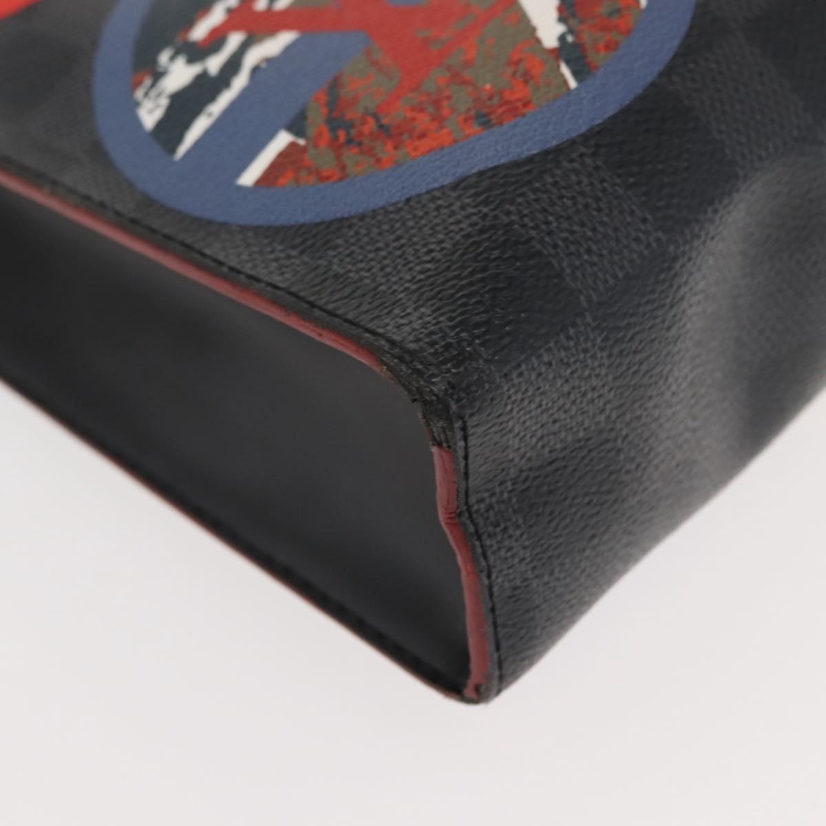 LOUIS VUITTON Damier Graphite Pochette Voyage MM Clutch Bag N60134 Auth 150316