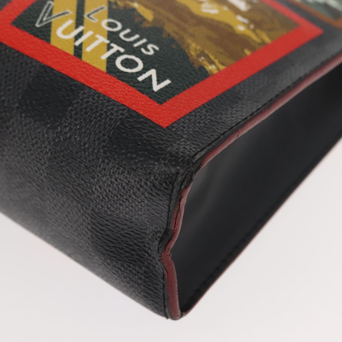 LOUIS VUITTON Damier Graphite Pochette Voyage MM Clutch Bag N60134 Auth 150316