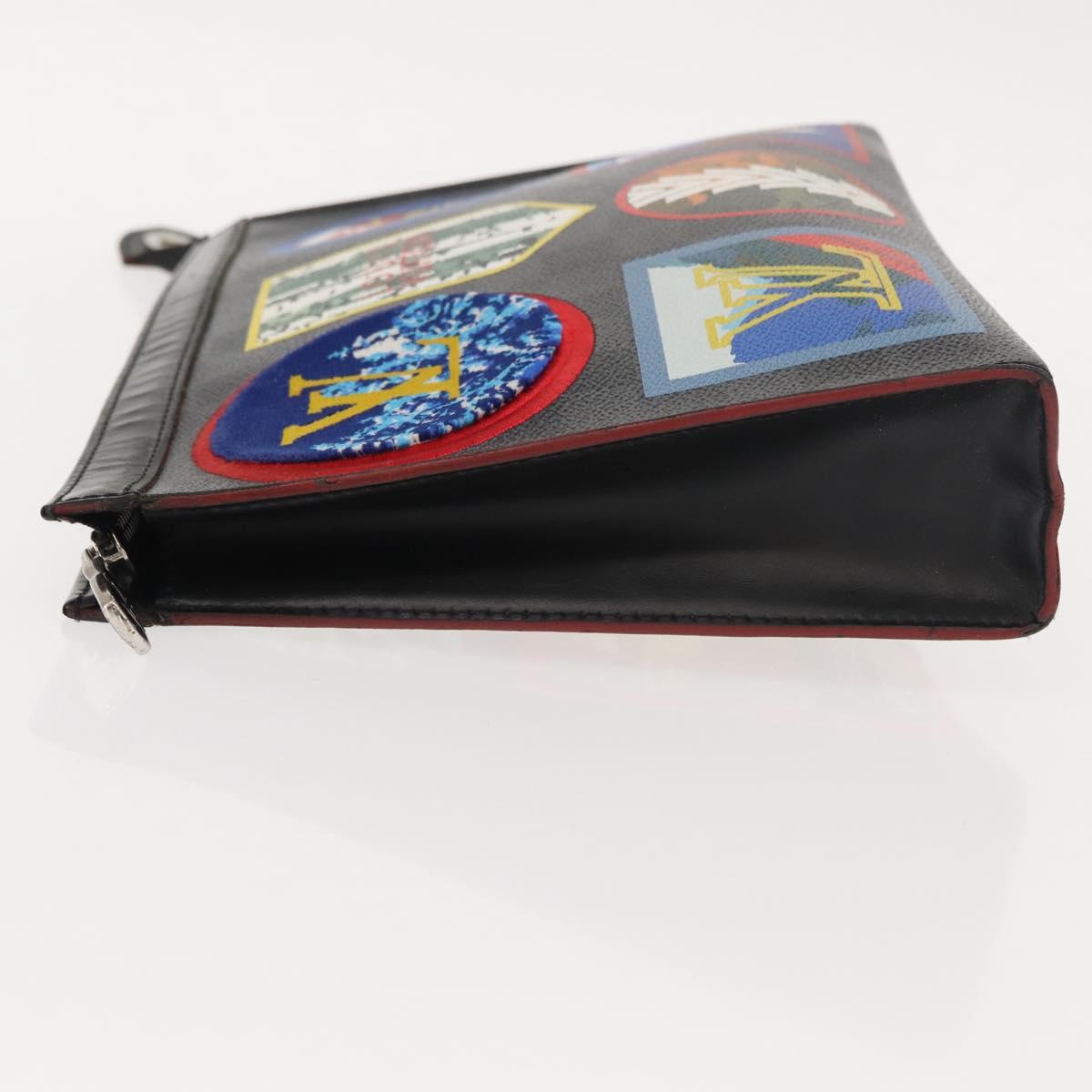 LOUIS VUITTON Damier Graphite Pochette Voyage MM Clutch Bag N60134 Auth 150316