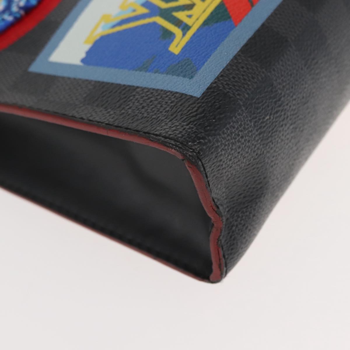 LOUIS VUITTON Damier Graphite Pochette Voyage MM Clutch Bag N60134 Auth 150316