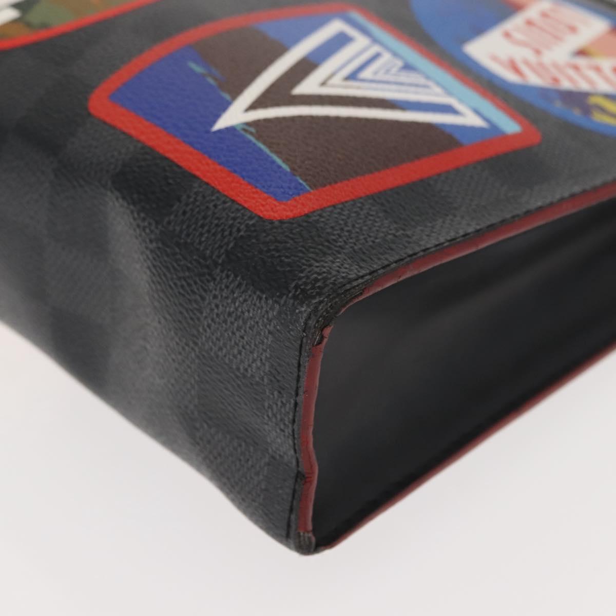 LOUIS VUITTON Damier Graphite Pochette Voyage MM Clutch Bag N60134 Auth 150316