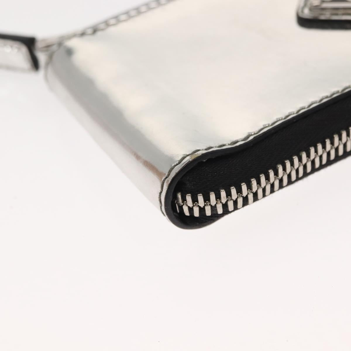 PRADA Pouch Patent leather Silver Auth 150318