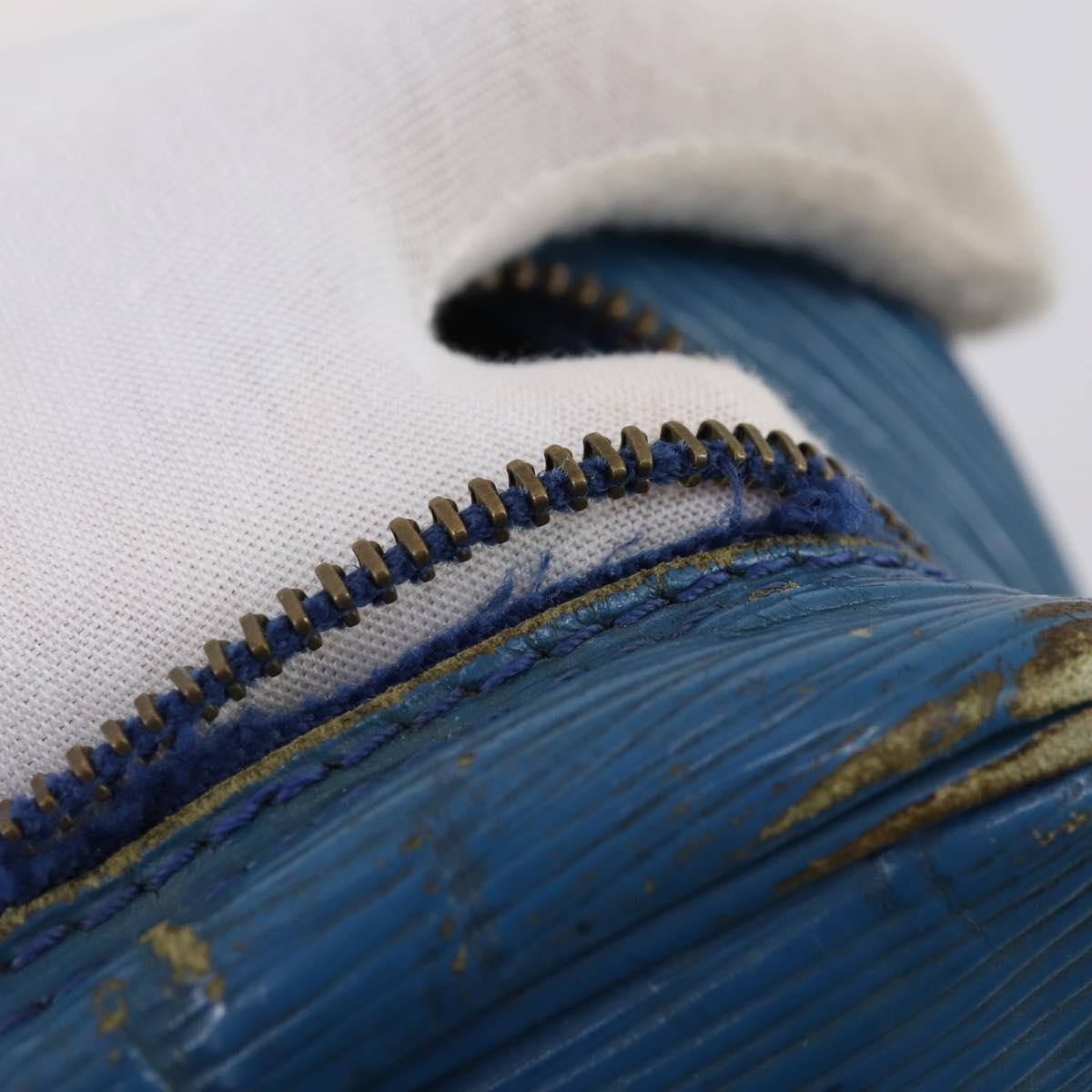 LOUIS VUITTON Epi Porte Documents Voyage Bag 2 Set Black Blue LV Auth 150326