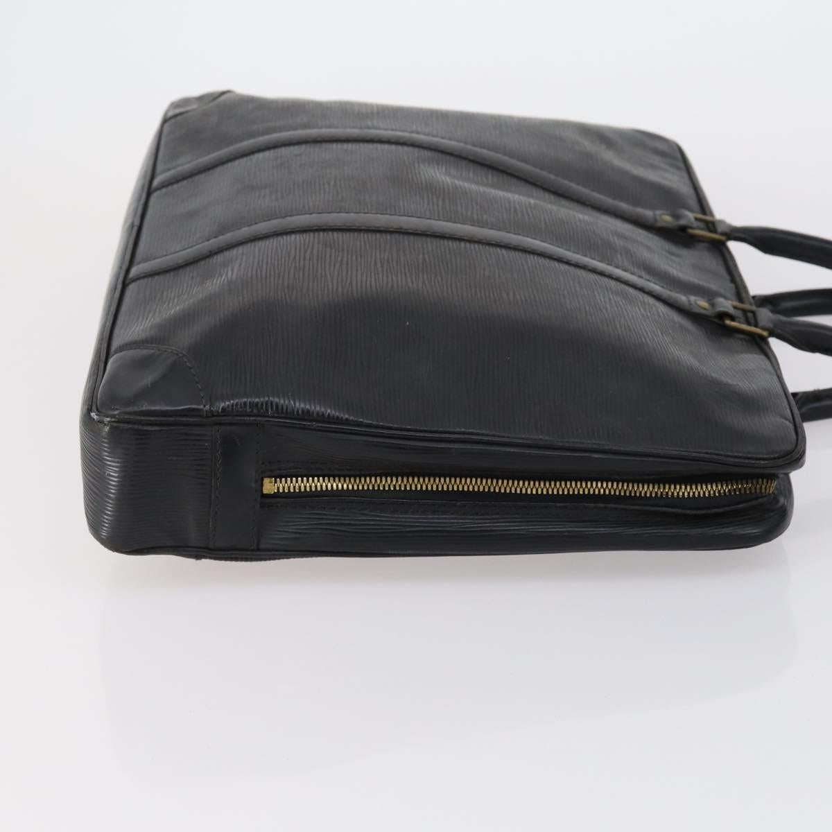 LOUIS VUITTON Epi Porte Documents Voyage Bag 2 Set Black Blue LV Auth 150326