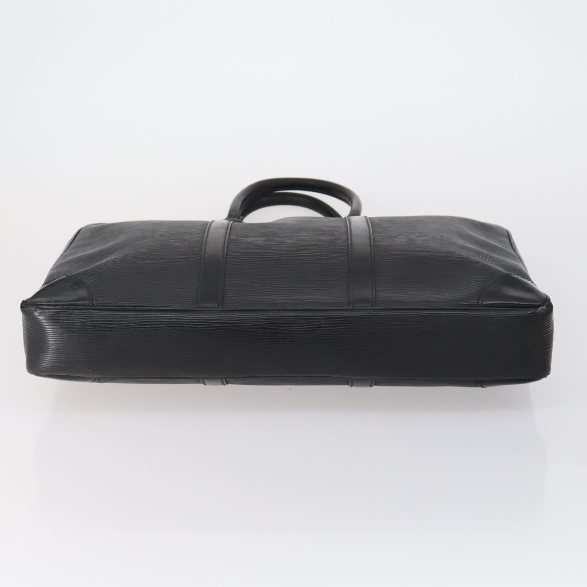 LOUIS VUITTON Epi Porte Documents Voyage Bag 2 Set Black Blue LV Auth 150326