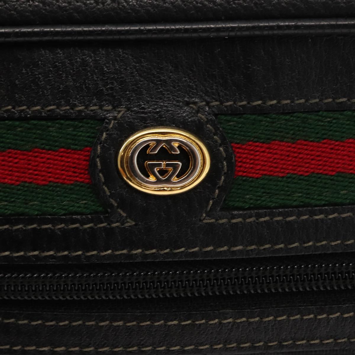 GUCCI GG Supreme Web Sherry Line Bag PVC Black Gold 119 02 088 Auth 150341