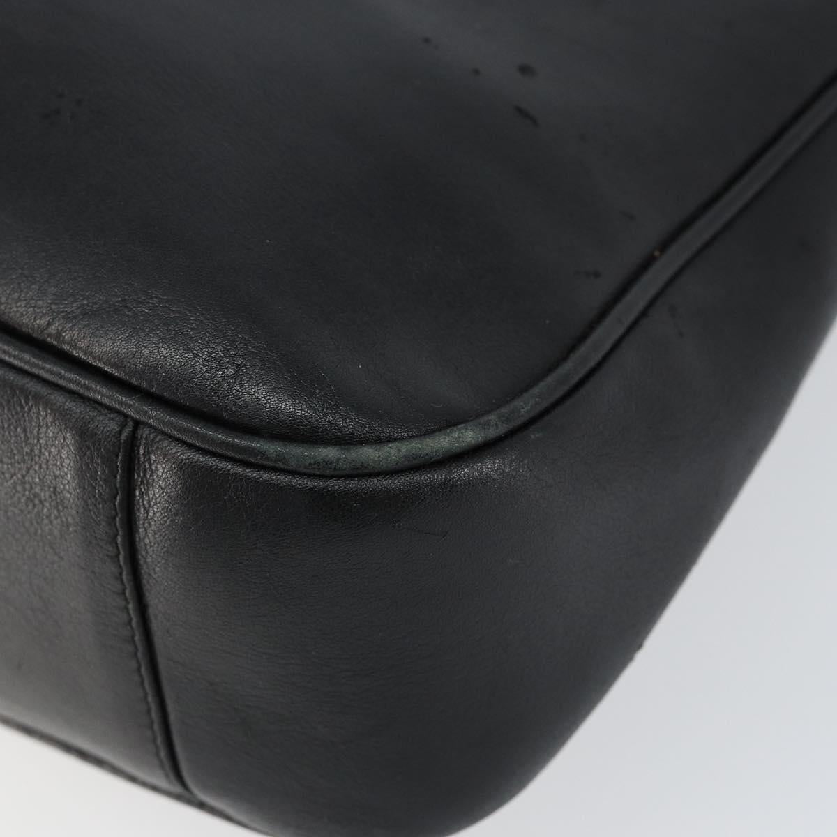 GUCCI Bamboo Hand Bag Leather Black Gold 001 0166 1638 Auth 150344